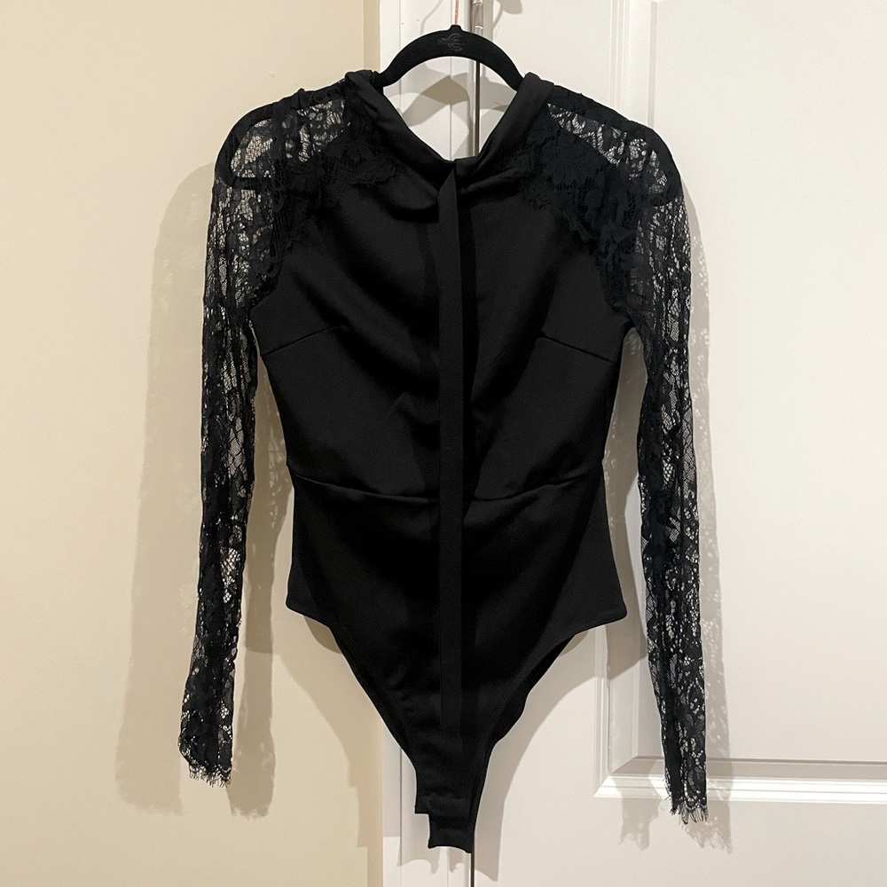 Black bodysuit with mesh sleeves size M